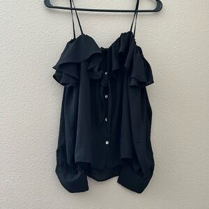 Black feminine Zara chiffon off the shoulder blouse size M